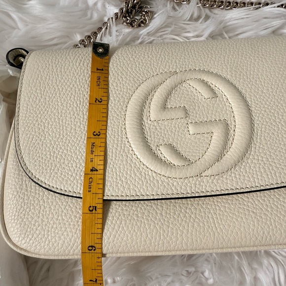 NEW Gucci Soho Off White Leather‎ Handbag Crossbody Clutch Ivory Made in Italy - Picture 14 of 16